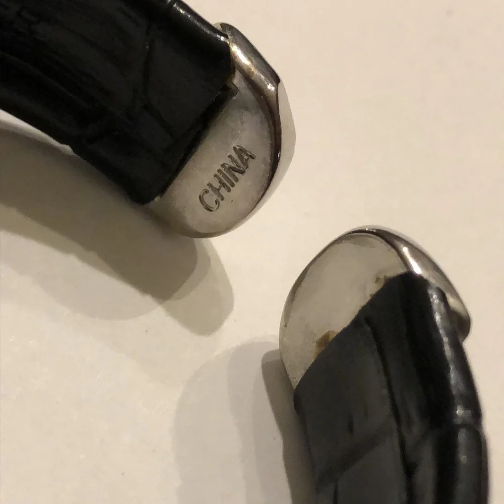 Mother of Pearl Look Classic Black Cuff Watch New Battery Wristwatch - Picture 6 of 7